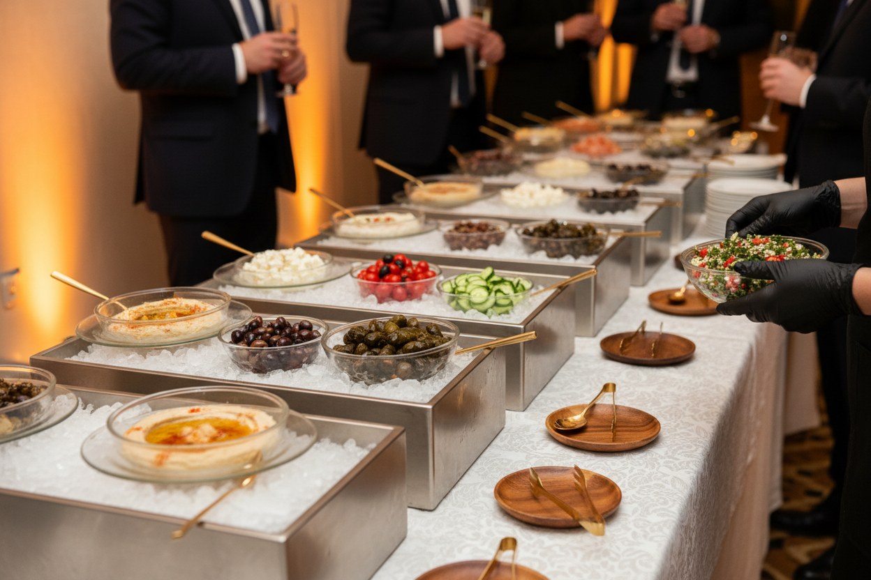 Kurumsal davet servis kurulumu, soğutmalı meze tepsileri